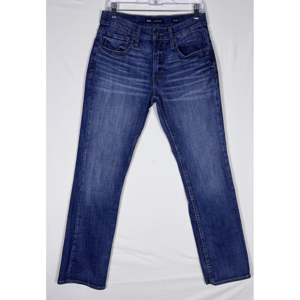 BKE Jake Straight Leg Mens Jeans 30x30 Medium Wash Blue Stretch Denim Fade